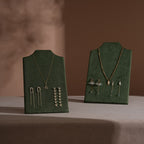 Easel Earring & Necklace Storage Bust – Flat Display Board with Kickstand, Earring Holder, Vegan Suede, 3 Sizes