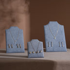 Easel Earring & Necklace Storage Bust – Flat Display Board with Kickstand, Earring Holder, Vegan Suede, 3 Sizes
