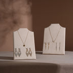 Easel Earring & Necklace Storage Bust – Flat Display Board with Kickstand, Earring Holder, Vegan Suede, 3 Sizes
