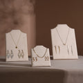 Easel Earring & Necklace Storage Bust – Flat Display Board with Kickstand, Earring Holder, Vegan Suede, 3 Sizes