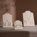 Easel Earring & Necklace Storage Bust – Flat Display Board with Kickstand, Earring Holder, Vegan Suede, 3 Sizes