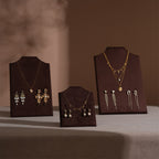 Easel Earring & Necklace Storage Bust – Flat Display Board with Kickstand, Earring Holder, Vegan Suede, 3 Sizes