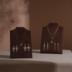 Easel Earring & Necklace Storage Bust – Flat Display Board with Kickstand, Earring Holder, Vegan Suede, 3 Sizes