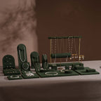 Forest Green Vegan Suede Jewelry Display 24 PCs Set