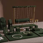 Forest Green Vegan Suede Jewelry Display 24 PCs Set