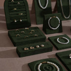 Forest Green Vegan Suede Jewelry Display 24 PCs Set