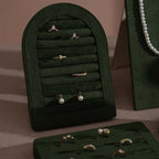 Forest Green Vegan Suede Jewelry Display 24 PCs Set