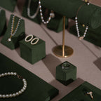 Forest Green Vegan Suede Jewelry Display 24 PCs Set