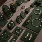Forest Green Vegan Suede Jewelry Display 24 PCs Set