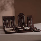 Ensemble Jewelry Display Set for Retail Counter & Product Photography, Vegan Suede Ring Trays & Risers