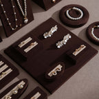 Ensemble Jewelry Display Set for Retail Counter & Product Photography, Vegan Suede Ring Trays & Risers