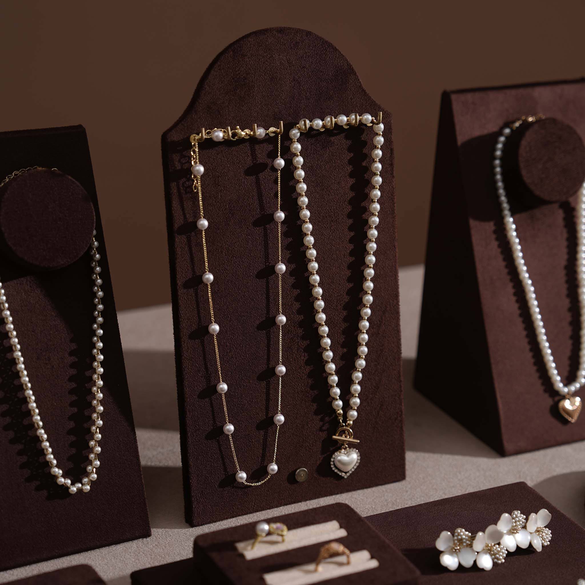 Ensemble Jewelry Display Set for Retail Counter & Product Photography, Vegan Suede Ring Trays & Risers