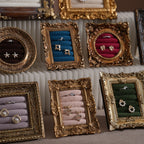 Rococo Ring & Earring Display Frame, Wall Hanging or Standing Vegan Suede Holder