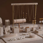 Beige Vegan Suede Jewelry Display 24 PCs Set
