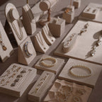 Beige Vegan Suede Jewelry Display 24 PCs Set