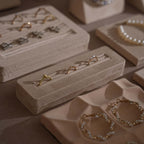 Beige Vegan Suede Jewelry Display 24 PCs Set
