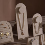 Beige Vegan Suede Jewelry Display 24 PCs Set