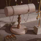 Beige Vegan Suede Jewelry Display 24 PCs Set