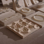 Beige Vegan Suede Jewelry Display 24 PCs Set