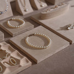 Beige Vegan Suede Jewelry Display 24 PCs Set