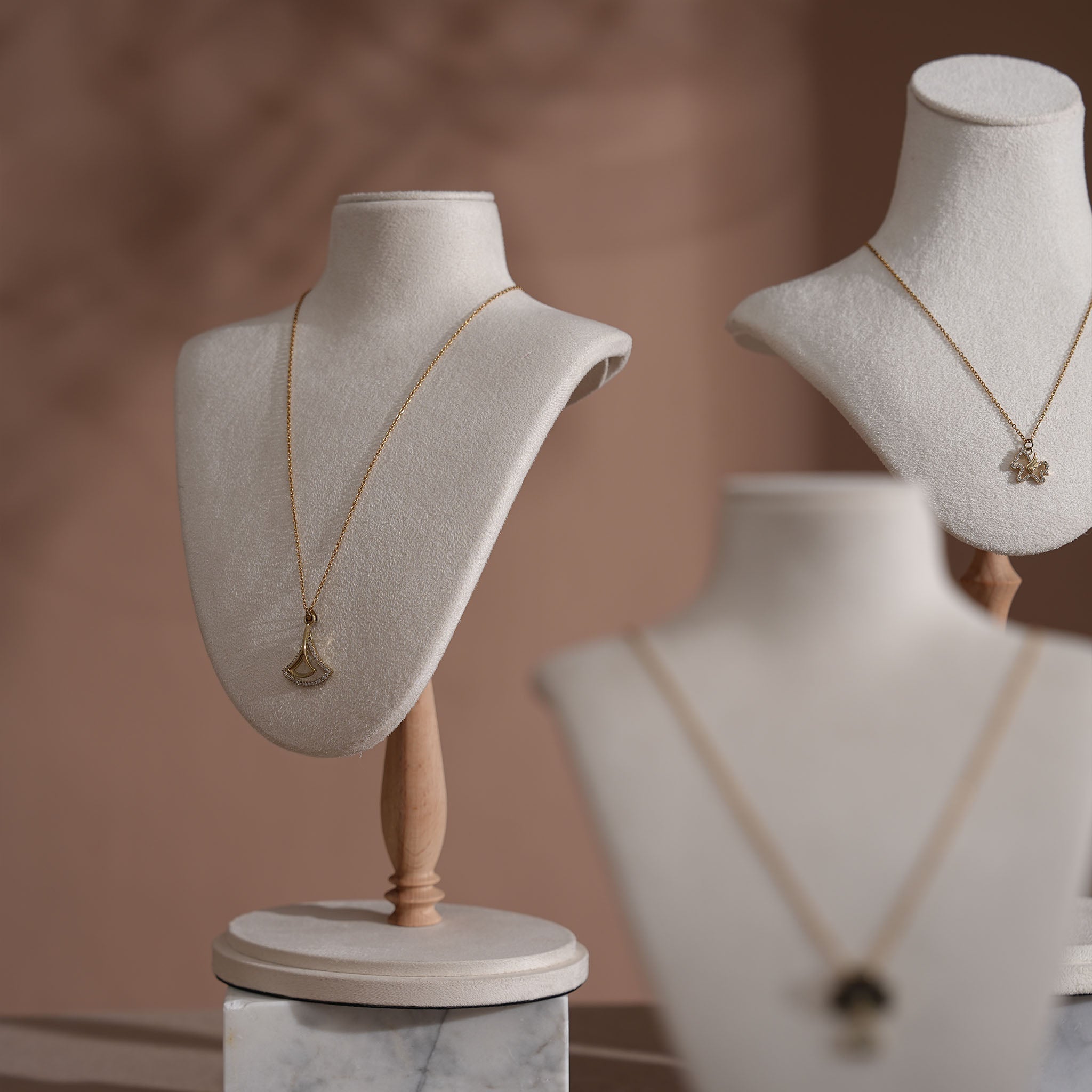 Cream White Vegan Suede Jewelry Display Set