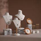 Cream White Vegan Suede Jewelry Display Set
