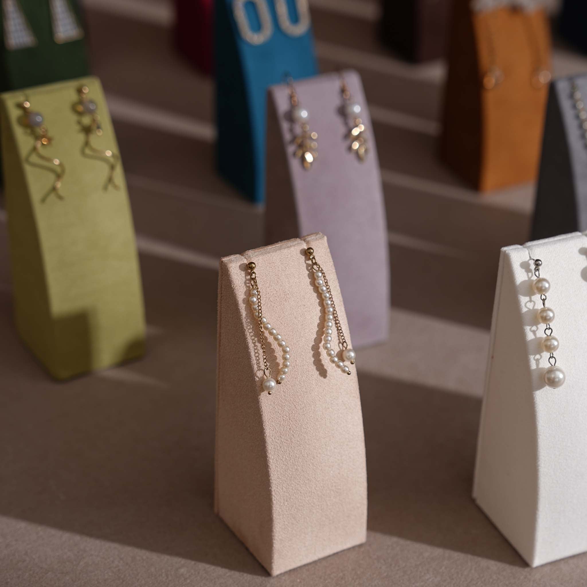 Dune Necklace & Earring Display Stand, Weighted Vegan Suede