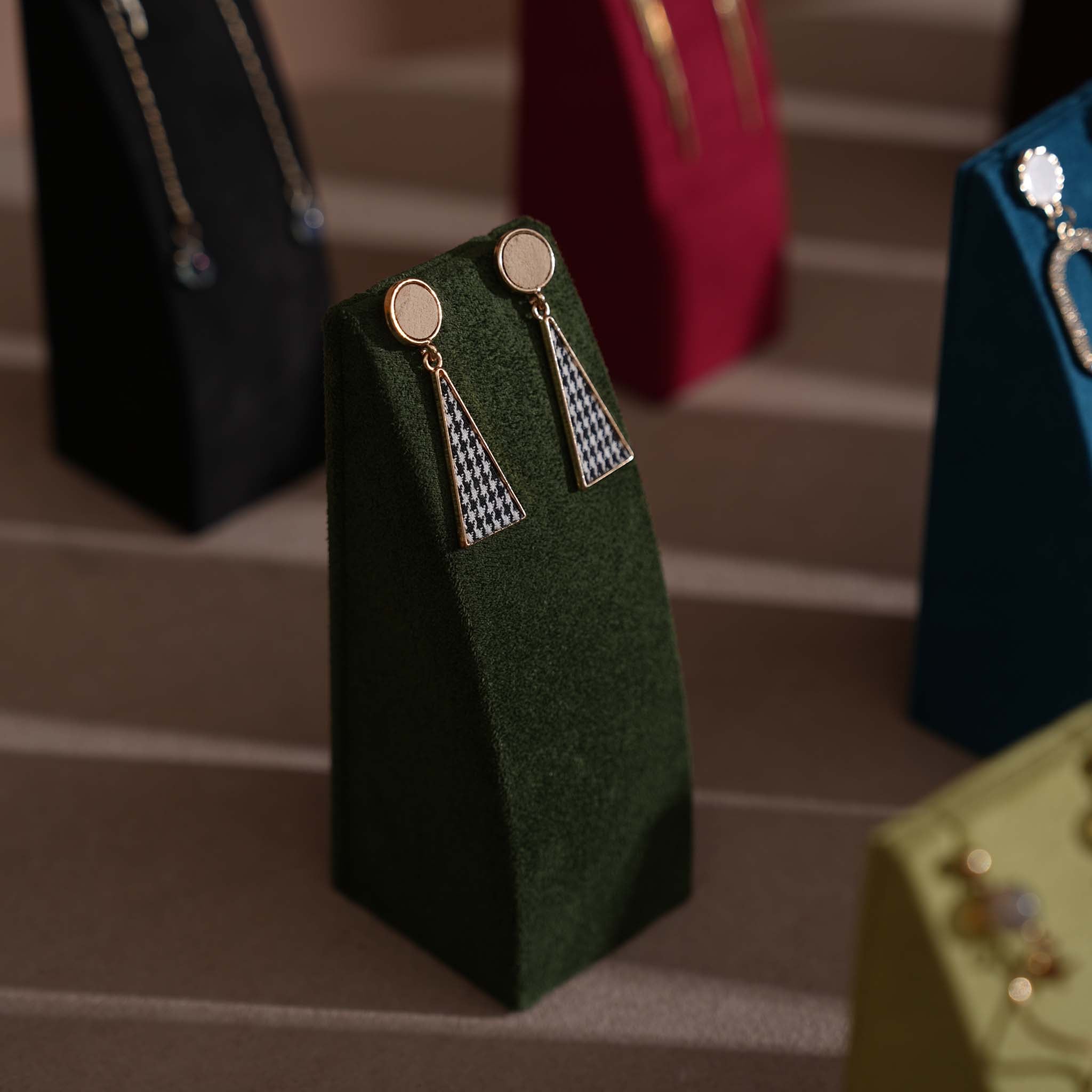 Dune Necklace & Earring Display Stand, Weighted Vegan Suede