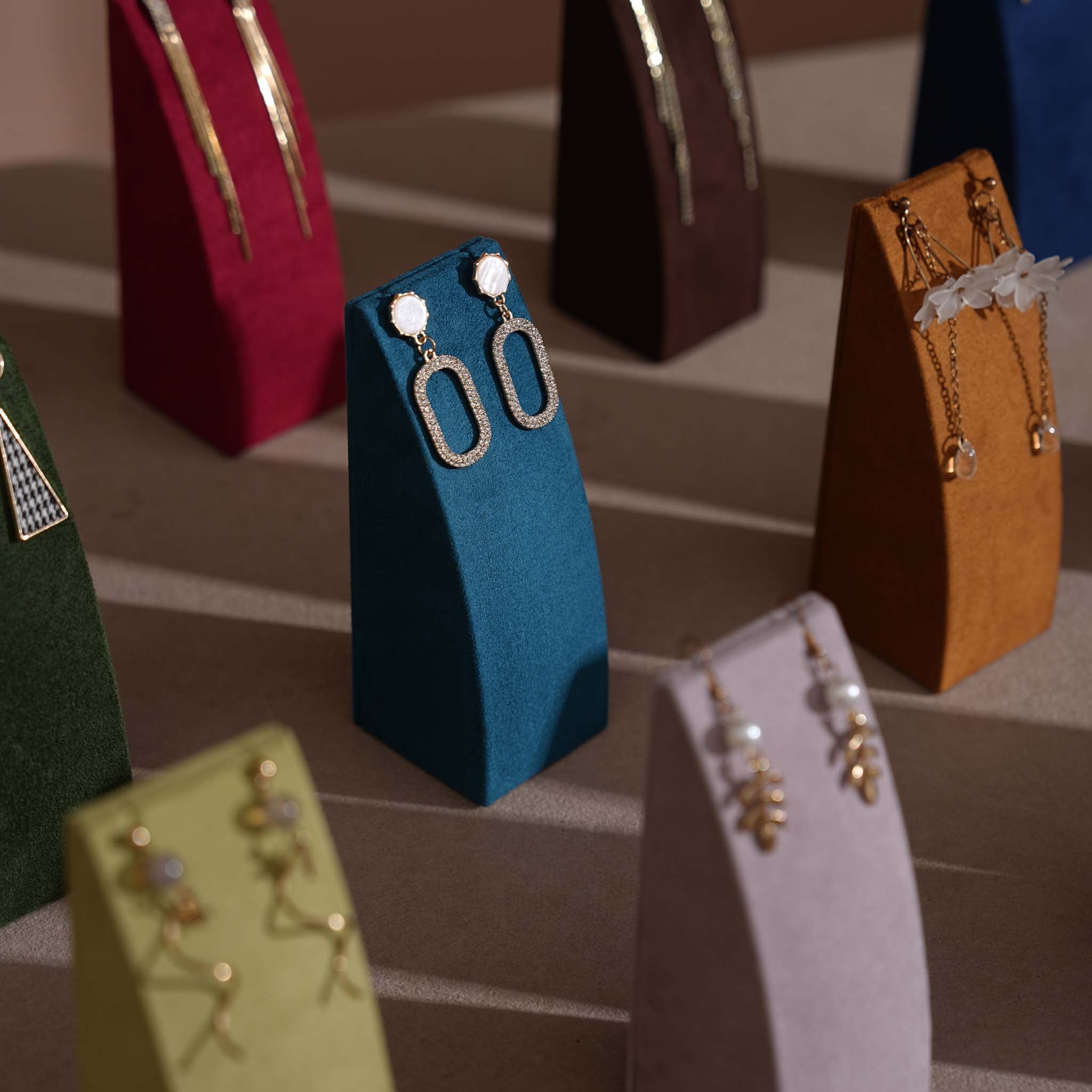 Dune Necklace & Earring Display Stand, Weighted Vegan Suede
