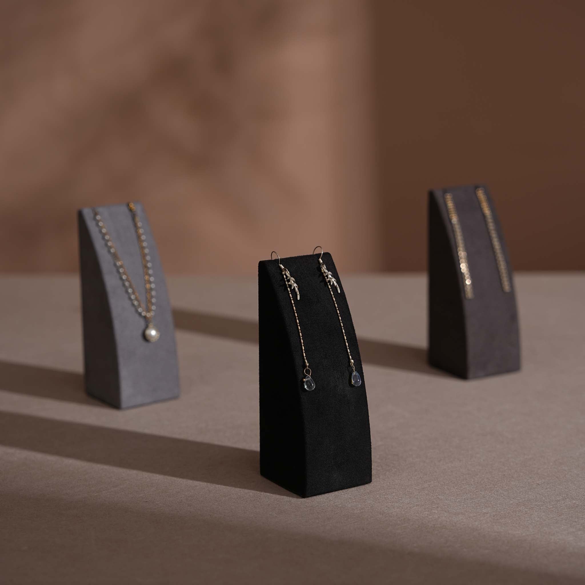 Dune Necklace & Earring Display Stand, Weighted Vegan Suede