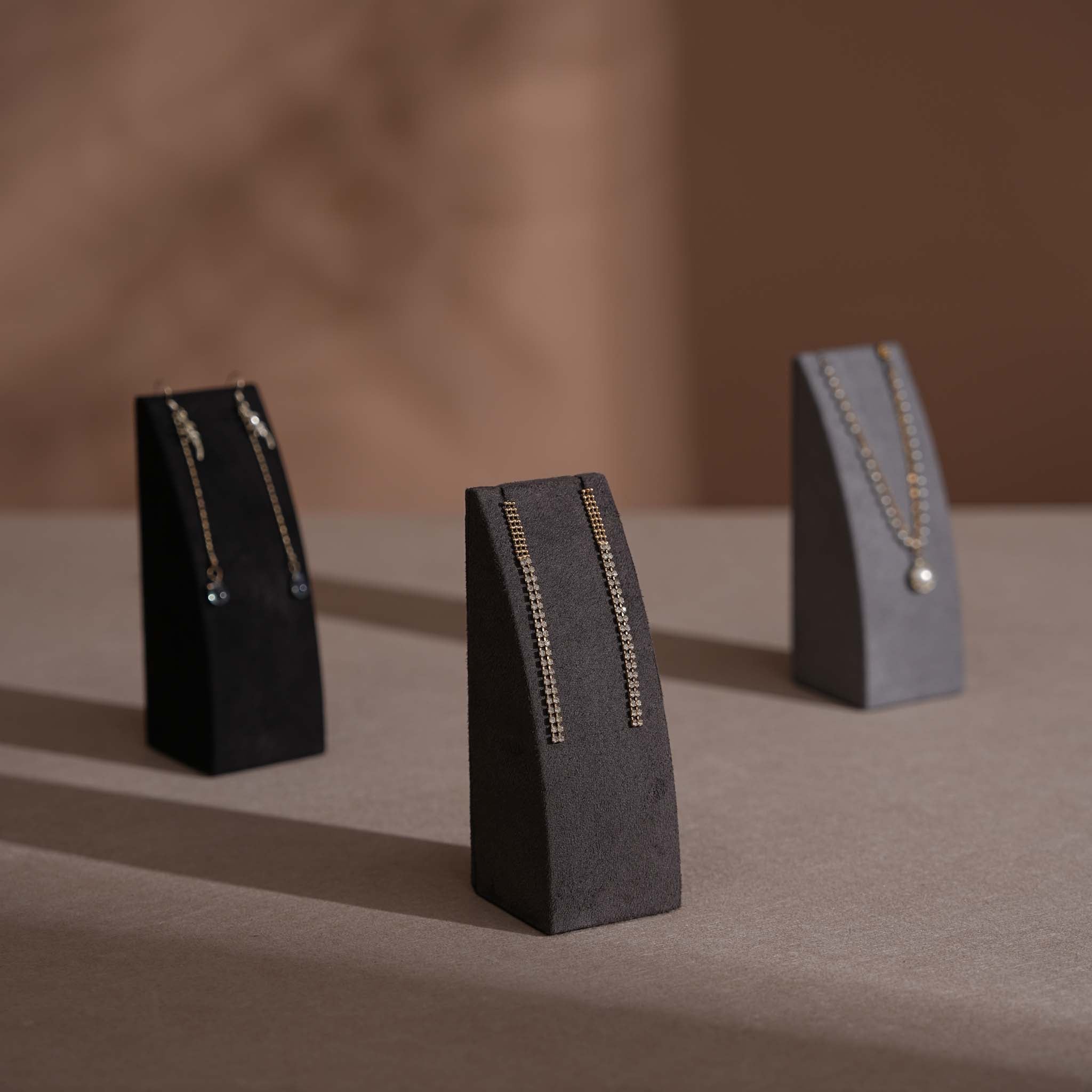 Dune Necklace & Earring Display Stand, Weighted Vegan Suede