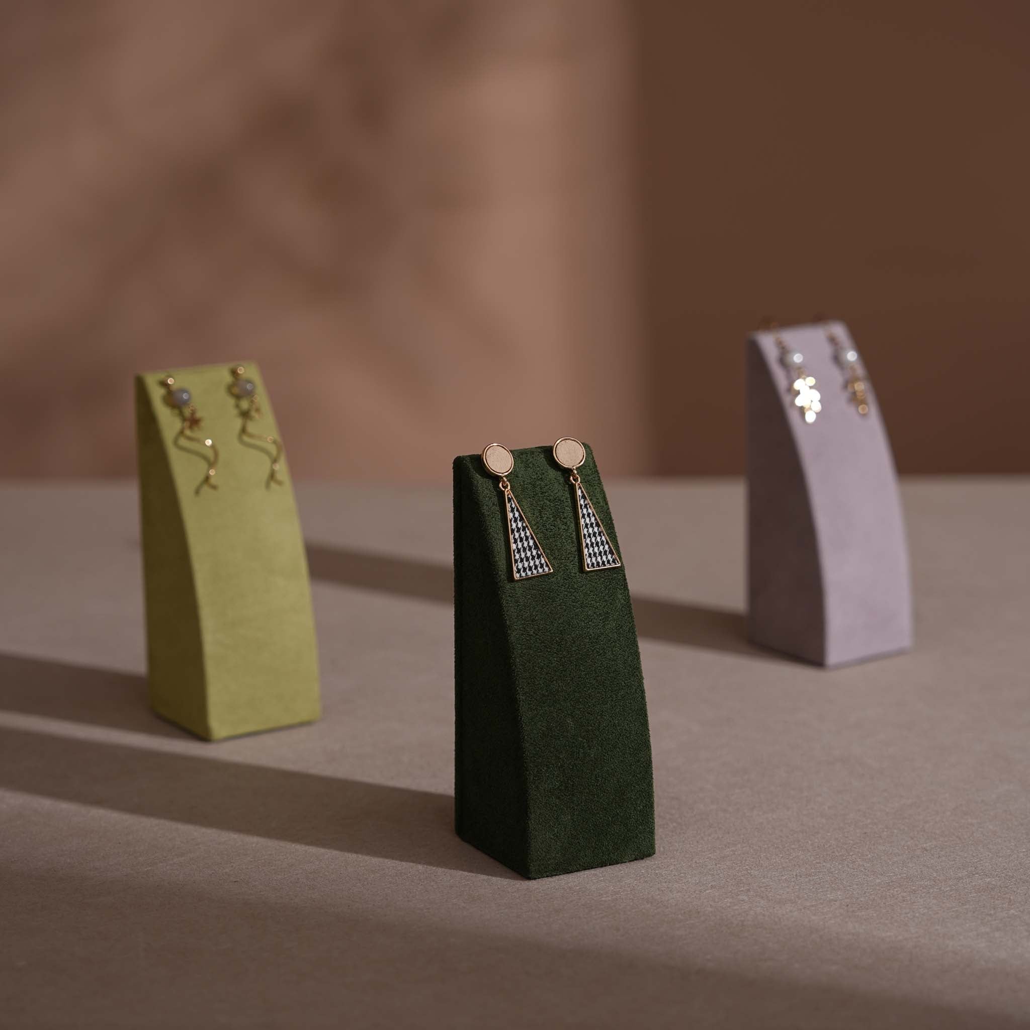 Dune Necklace & Earring Display Stand, Weighted Vegan Suede