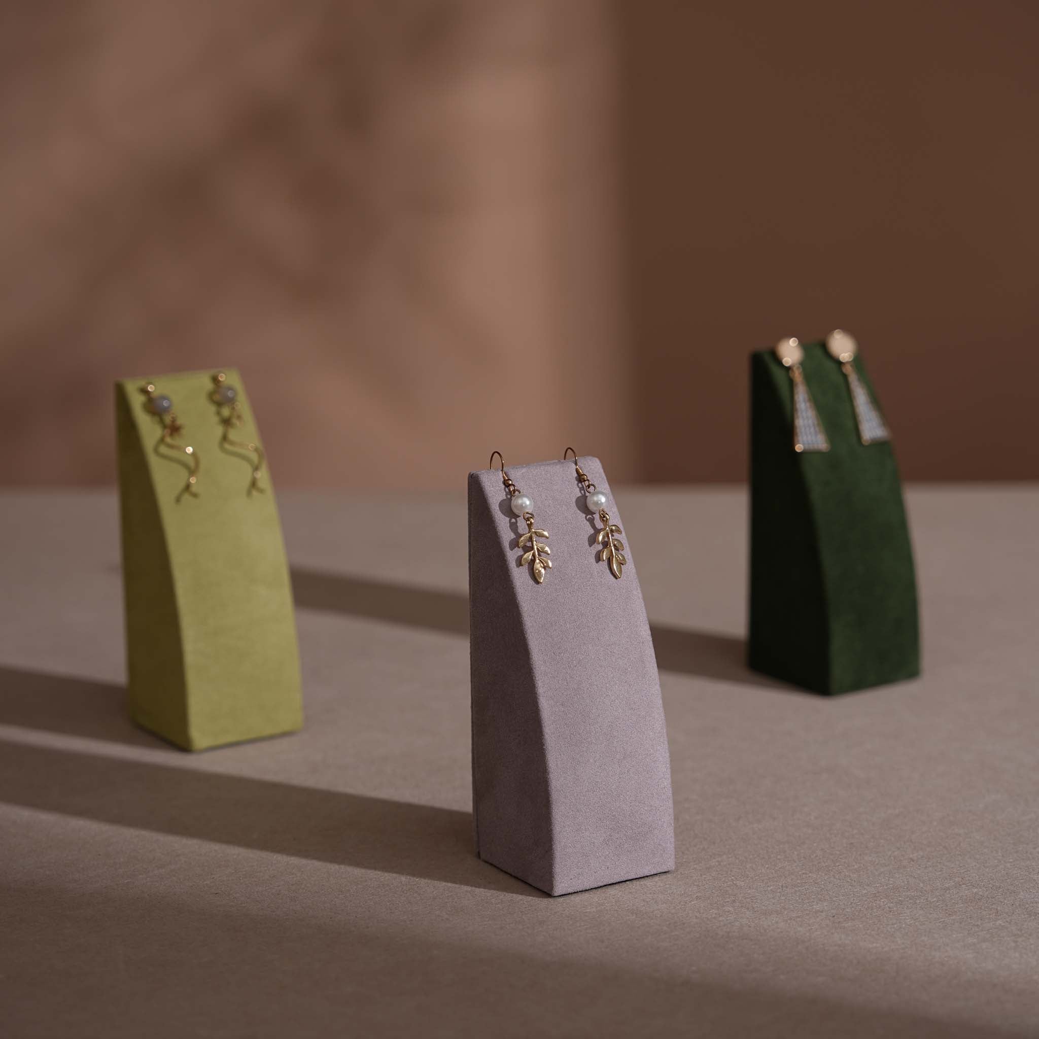Dune Necklace & Earring Display Stand, Weighted Vegan Suede