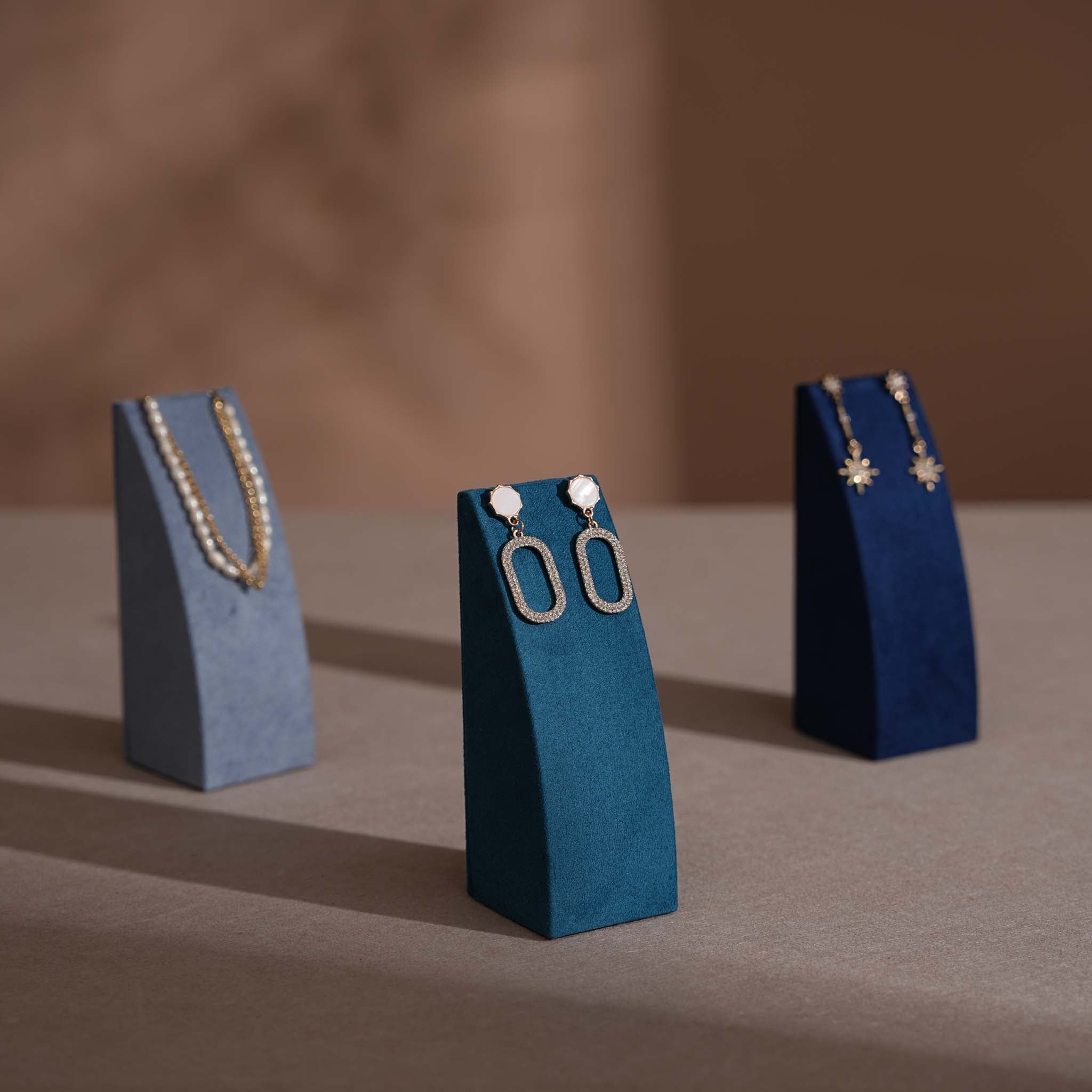 Dune Necklace & Earring Display Stand, Weighted Vegan Suede