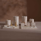 Yellow Travertine & Brass Jewelry Display Set | 11 Pieces