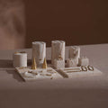 Yellow Travertine & Brass Jewelry Display Set | 11 Pieces