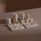 Yellow Travertine & Brass Jewelry Display Set | 11 Pieces