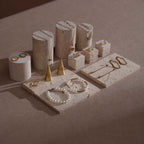 Yellow Travertine & Brass Jewelry Display Set | 11 Pieces