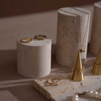 Yellow Travertine & Brass Jewelry Display Set | 11 Pieces