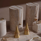 Yellow Travertine & Brass Jewelry Display Set | 11 Pieces