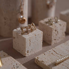 Yellow Travertine & Brass Jewelry Display Set | 11 Pieces