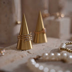 Yellow Travertine & Brass Jewelry Display Set | 11 Pieces
