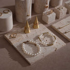 Yellow Travertine & Brass Jewelry Display Set | 11 Pieces