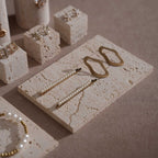Yellow Travertine & Brass Jewelry Display Set | 11 Pieces