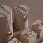 Yellow Travertine & Brass Jewelry Display Set | 11 Pieces