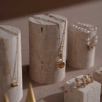 Yellow Travertine & Brass Jewelry Display Set | 11 Pieces