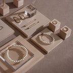 Beige Vagen suede Jewelry Display Set · 14-Piece