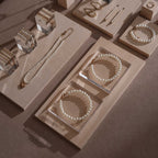 Beige Vagen suede Jewelry Display Set · 14-Piece