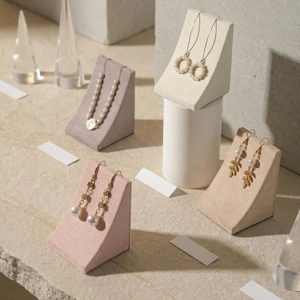 Minimalist Suede Jewelry Display Stand for Earrings and Necklaces