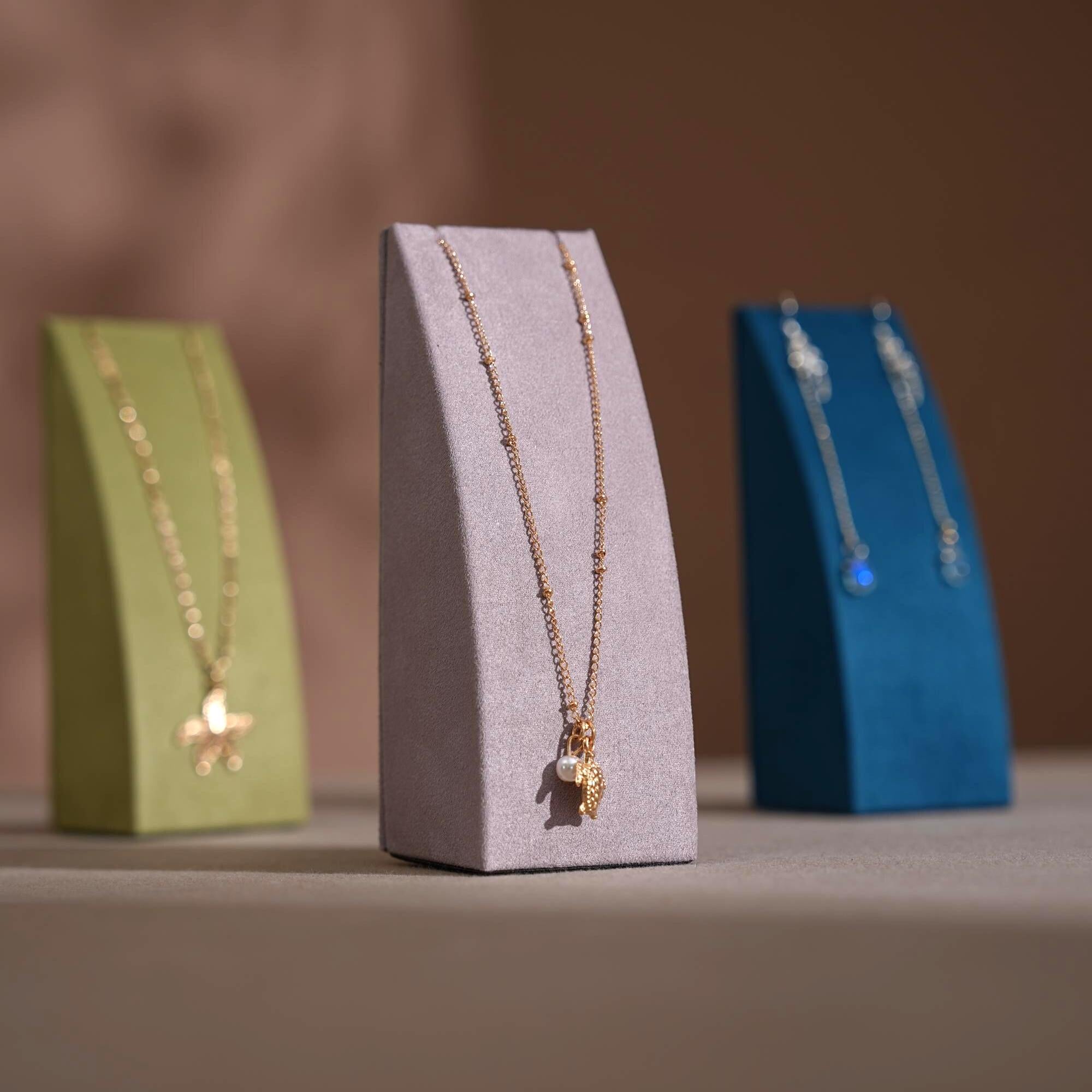 Dune Necklace & Earring Display Stand, Weighted Vegan Suede
